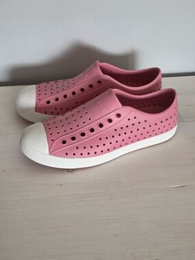 Native Shoes Pink Perforated Slip-On Sneakers with White Toe Cap